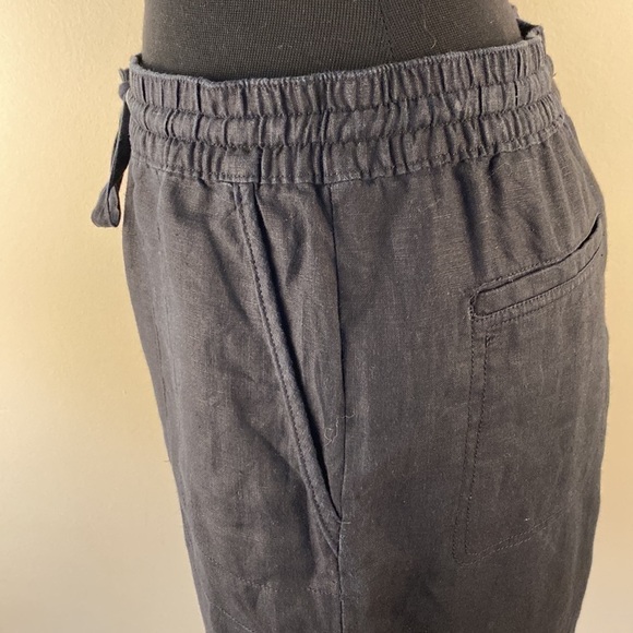 LORD and Taylor linen skirt navy blue slits scalloped hem pockets size small - Picture 7 of 14